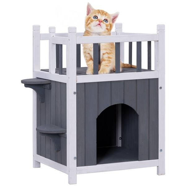 Shop Gymax Wooden Cat Pet Home With Balcony Pet House Small Dog
