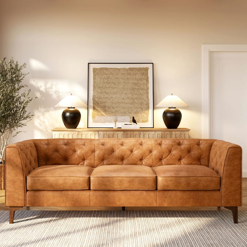 Poly & Bark Essex 89" Sofa - Full Grain Genuine Italian Leather
