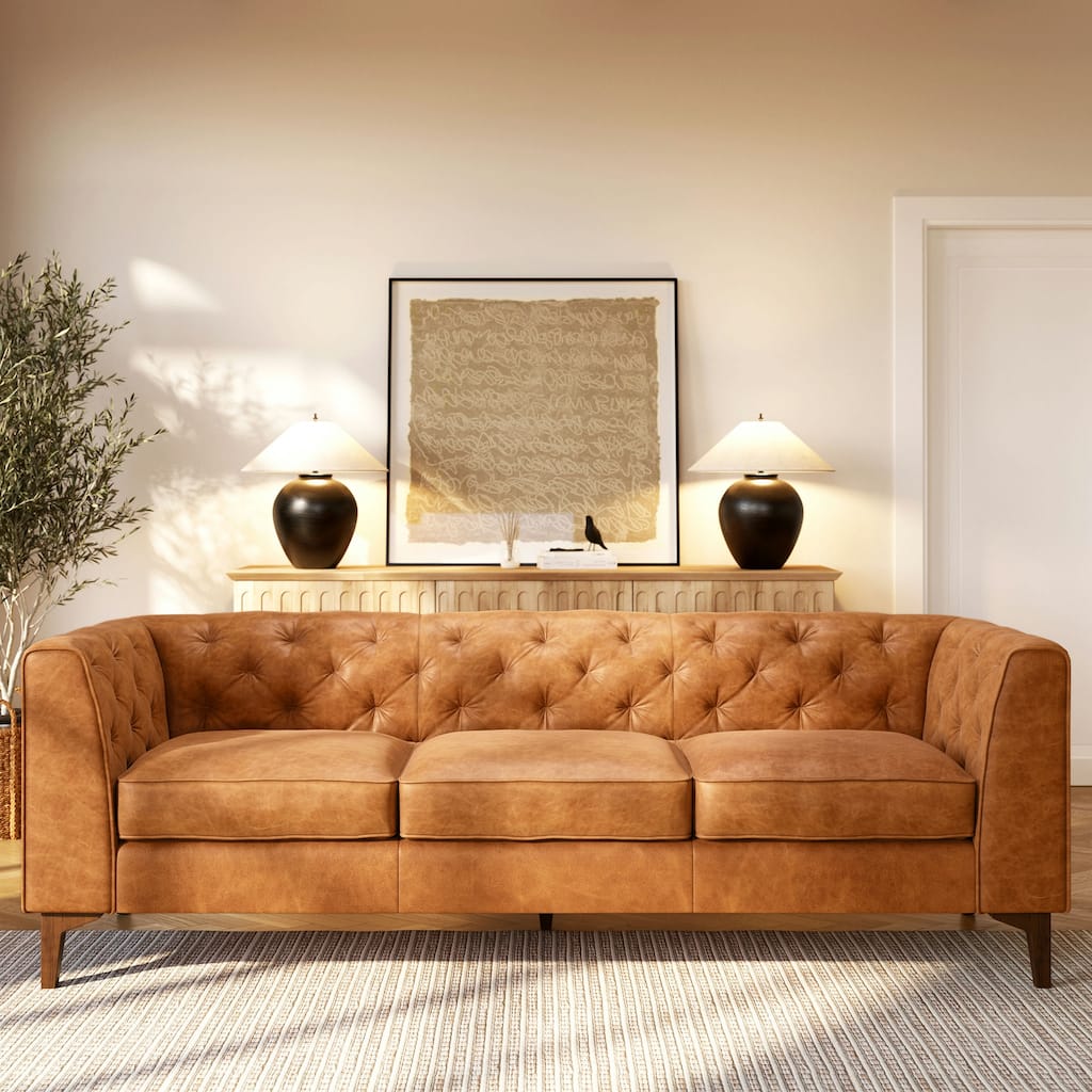Poly & Bark Essex 89" Sofa - Full Grain Genuine Italian Leather