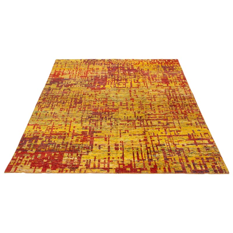 ECARPETGALLERY Hand-knotted Sari Silk Gold Silk Rug - 8'2 x 10'0