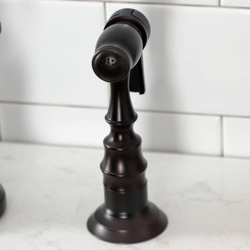 Kingston Brass French Country Bridge Kitchen Faucet with Brass Sprayer