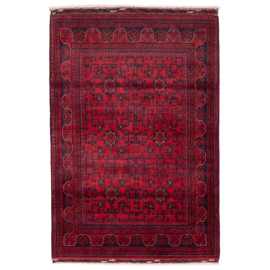 ECARPETGALLERY Hand-knotted Finest Khal Mohammadi Red Wool Rug - 4'1 x 6'1