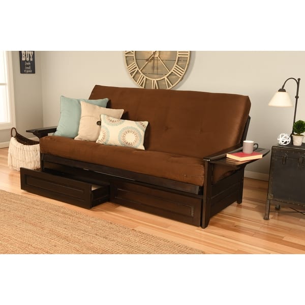 Espresso or White Finish Frame w//Drawer Set Medium Oak Finish Frame Only Pheonix Hardwood Futon w//Option to Add Drawer Set Oak