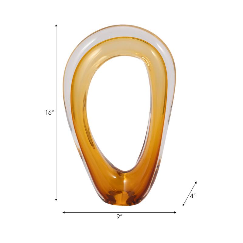 Sagebrook Home Zuri Cutout Amber Art Glass