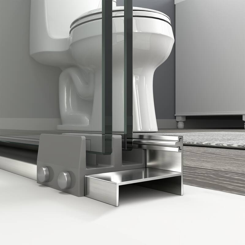 ABRUZZO 44-48" W x 72" H Semi-Frameless Double Sliding Tempered Glass Shower Door with Dual Towel Bars