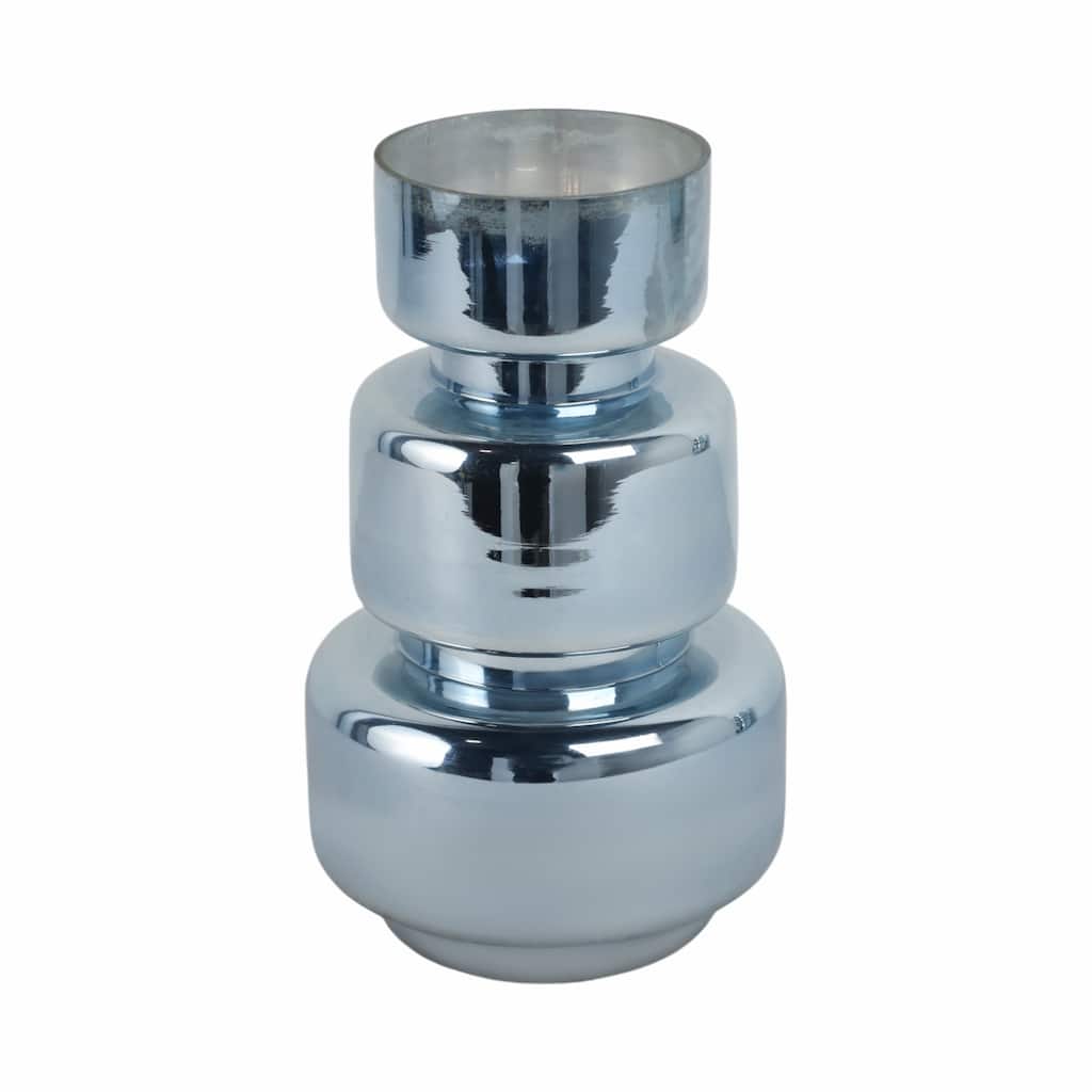 Glass Vase Sculptural Stacked Cylinder Modern Coastal Silhouette