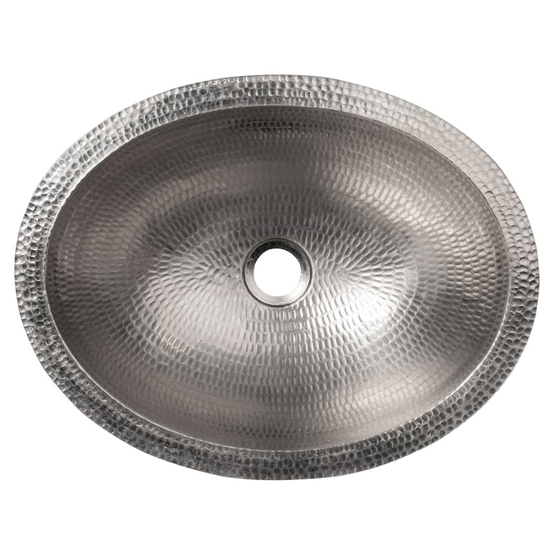 17-in Oval Under Counter Hammered Copper Bathroom Sink in Nickel (LO17FEN)