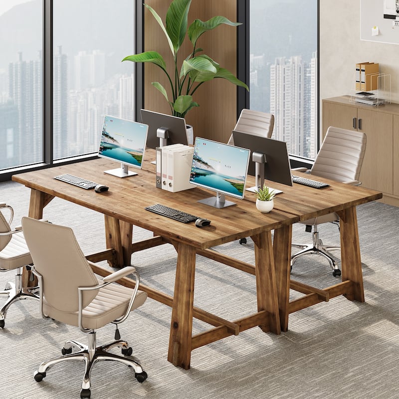 Farmhouse Solid Wood Office Desk, 63" Executive Computer Desk