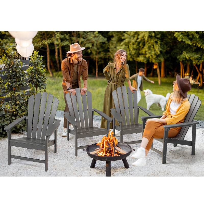 Vrakae 4 Pcs Patio HDPE All-Weather Stacking Adirondack Chair
