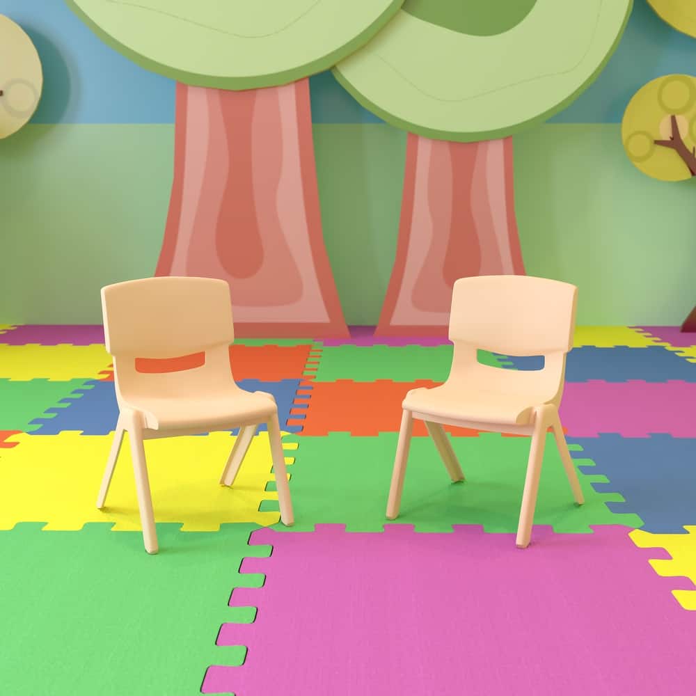 2 Pack Plastic Stackable Preschool Chair with 10.5" Seat Height - 14"D x 12.5"W x 20"H
