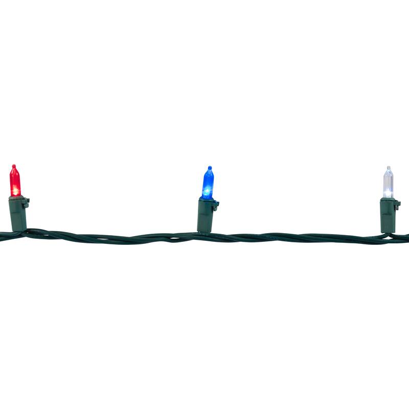 LED Mini Christmas String Lights - Red White and Blue - 32.75' Green Wire - 100ct