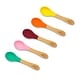 preview thumbnail 6 of 4, Baby Spoons Regular Scoop Bamboo and Silicone Assorted with Blue or Pink Spoon Pink