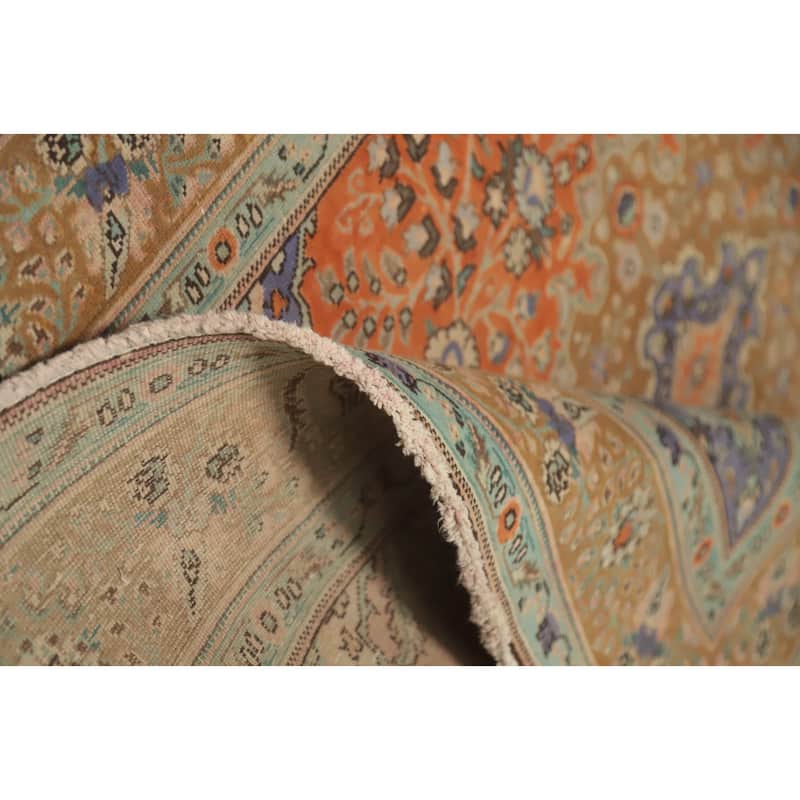 Hand Knotted Oriental 100% Wool Carpet Traditional Floral Oranges & Rust Tabriz Area Rug - 6' 6'' X 4' 11''