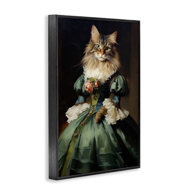 Stupell Cat in Elegant Dress Framed Giclee Art Design By Wumples