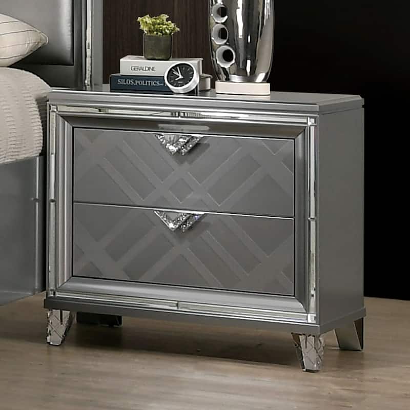 Bel Air Glam 2-Drawer Wood Nightstand with USB Ports by Furniture of America