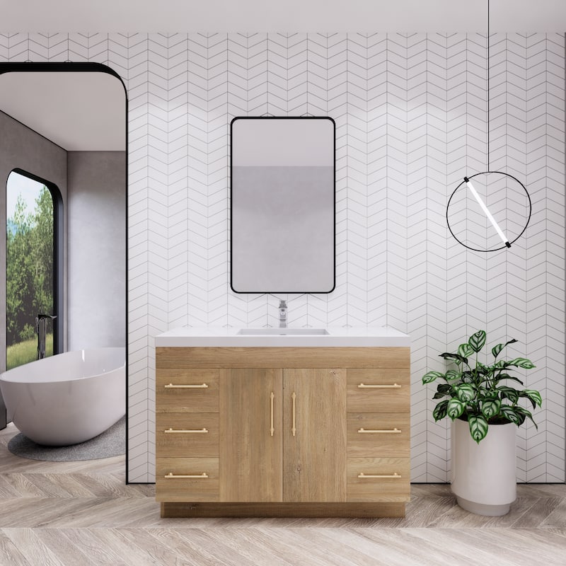 Eliza 48'' Freestanding Vanity with Single Sink - 48'' Width - Oak