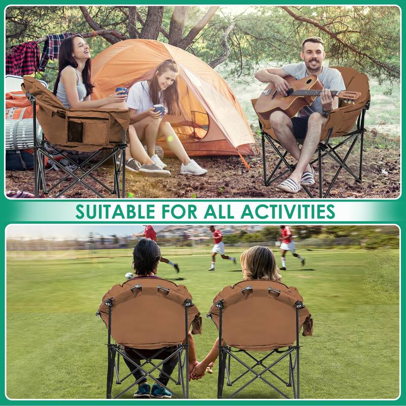 DoCred Oversized Camping Chair, Fully Padded Folding Moon Chair