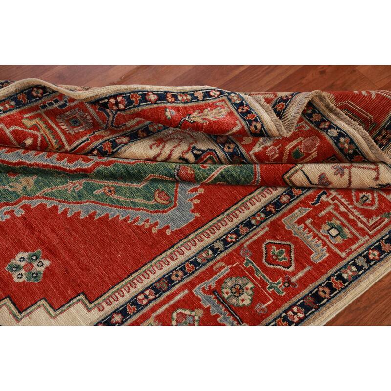Vegetable Dye Heriz Serapi Oriental Rug Hand-Knotted Wool Carpet - 4'1"x 6'8"