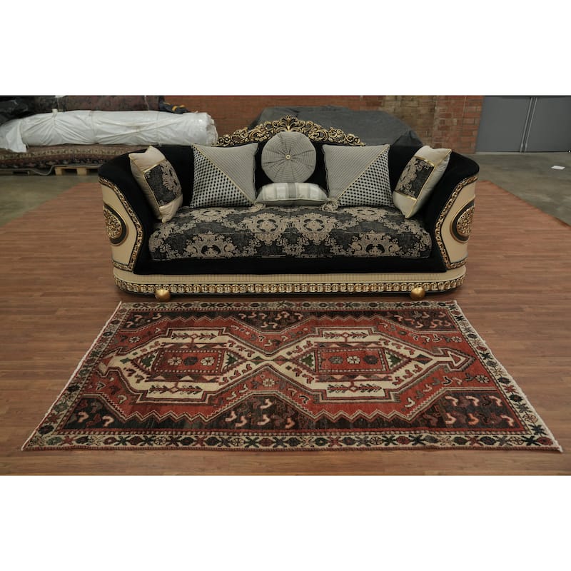 Hand Knotted Oriental 100% Wool Carpet Traditional Tribal Red Hamedan Area Rug - 7' 2'' X 4' 3''