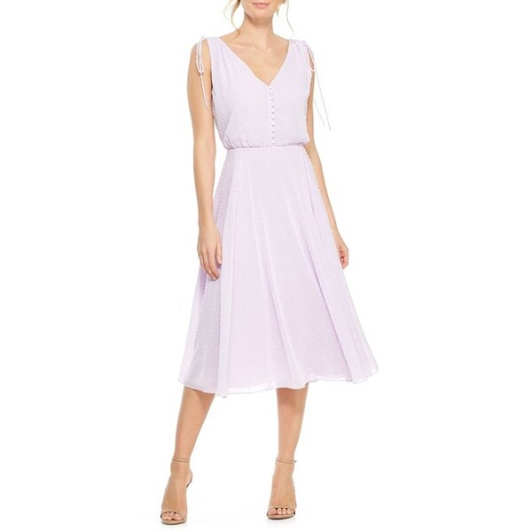 hillary clip dot chiffon midi dress