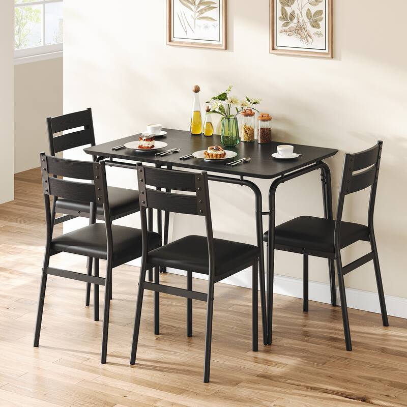 Dining Table for 4, Small Table and Chairs Set of 5, Dinette Set for 4, 5 Piece Kitchen & Dining Room Sets - 43.3x27.5x30in