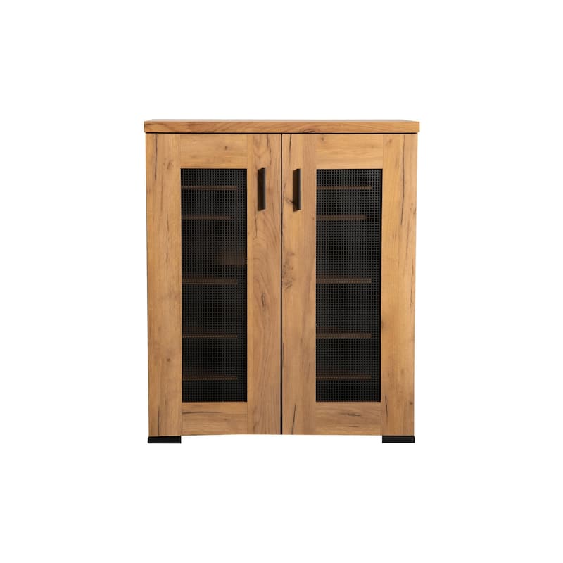 38 Inch Accent Cabinet Chest, 5 Adjustable Shelf Units, Golden Oak Brown - 31.5" x 15" x 37.75" - Golden Oak Brown