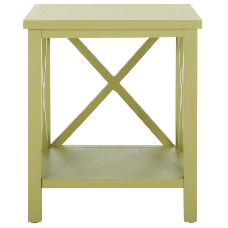 SAFAVIEH Yasumi White Cross Back End Table - 18.1" x 13.4" x 21.5" - 18Wx13Dx22H