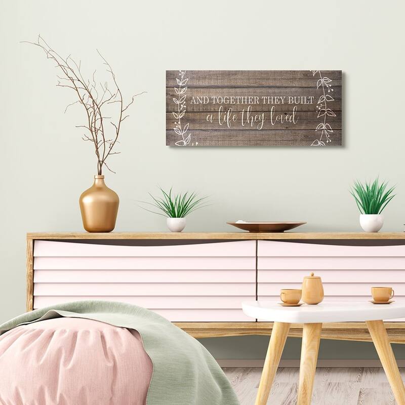 Stupell Together They Built Love Wood Pattern Vines Worded Phrase Canvas Wall Art