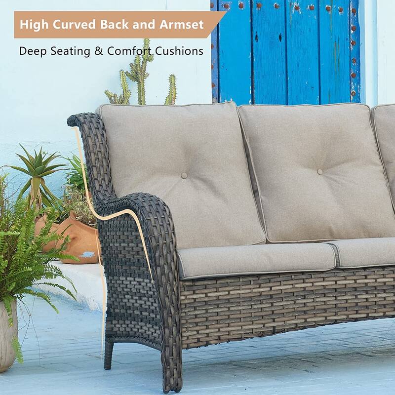 Gymojoy 5-Piece Outdoor Patio Sofa Chair with Ottoman Furniture Set