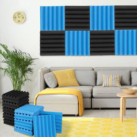 20PCS Soundproofing Panels, 2"X12"X12"Acoustic Foam Wedge Studio,Black&Blue