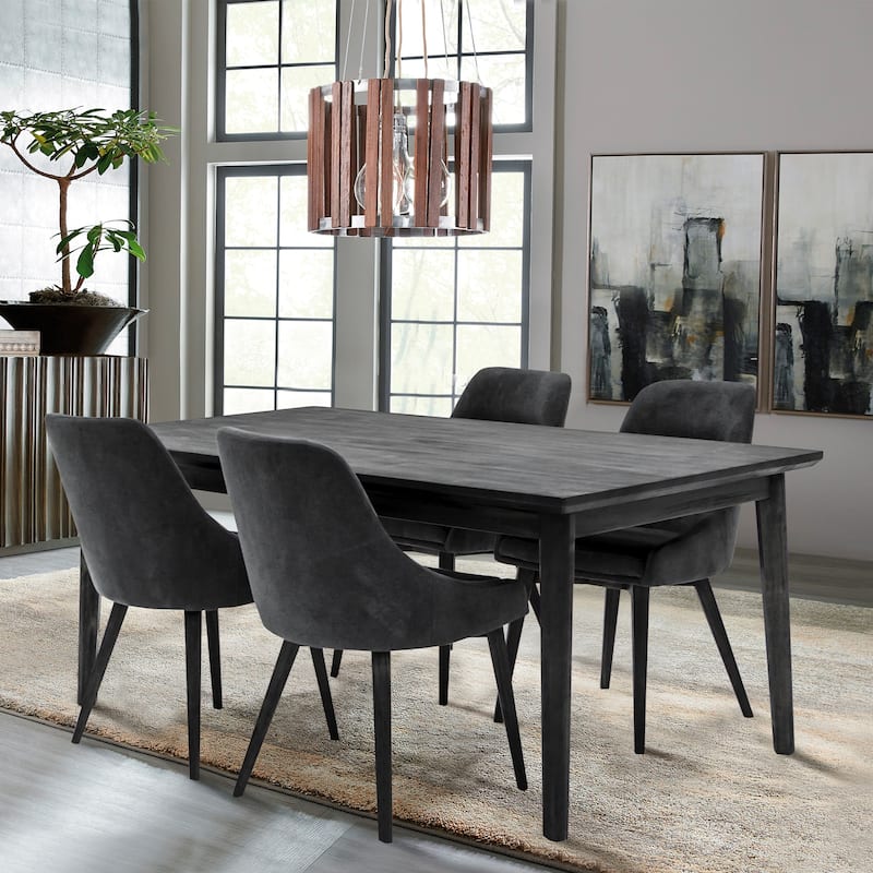 Lileth Modern River Gray Dining Chairs with Acacia Wood Legs - Set of 2 - N/A - Grey