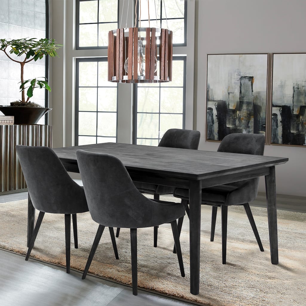 Lileth Modern River Gray Dining Chairs with Acacia Wood Legs - Set of 2 - N/A