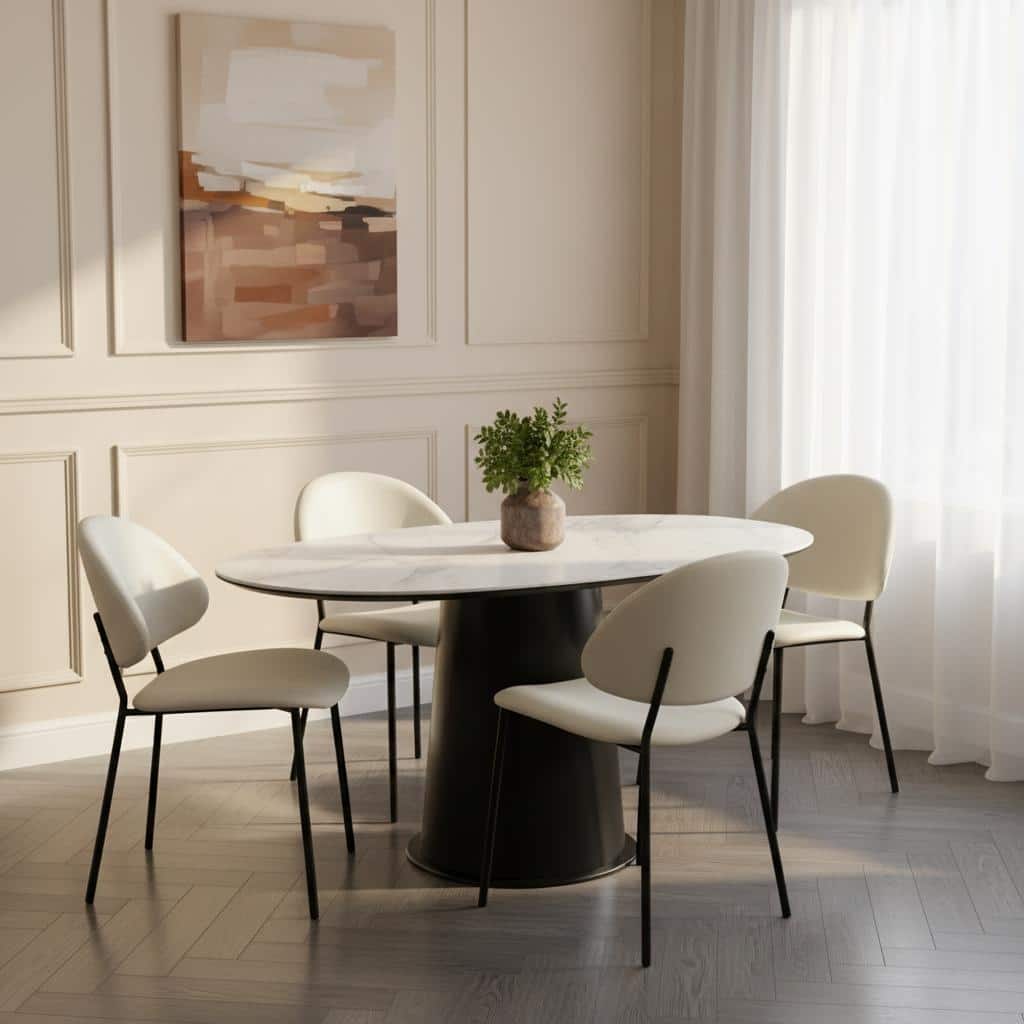 Manhattan Comfort Haven Vegan Leather Metal Side Chair - Set of 4