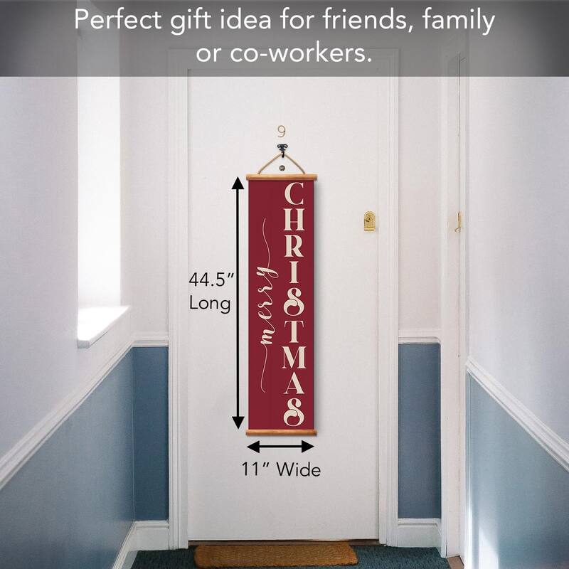 Christmas Welcome Indoor/Outdoor Vinyl Hanging Entryway Sign Made in the USA Reusable Easy Wipes Clean Easy Storage