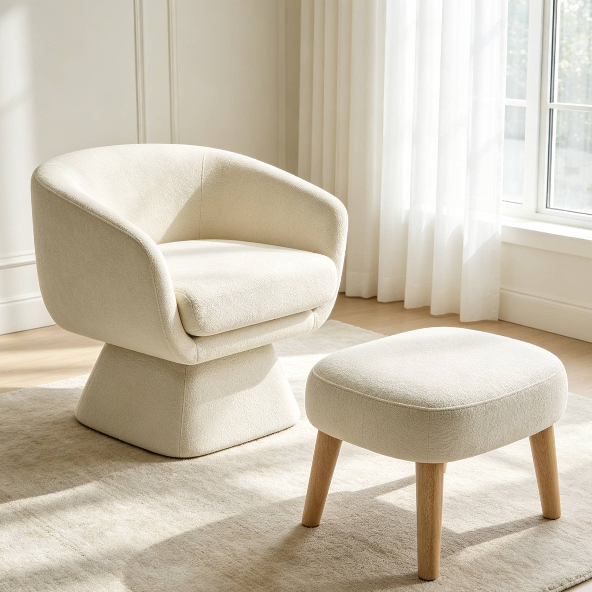 Minimalist Lounge Chair Accent Chair Upholstered Sofa Chair with Ottoman, Reading Chair Corner Chair