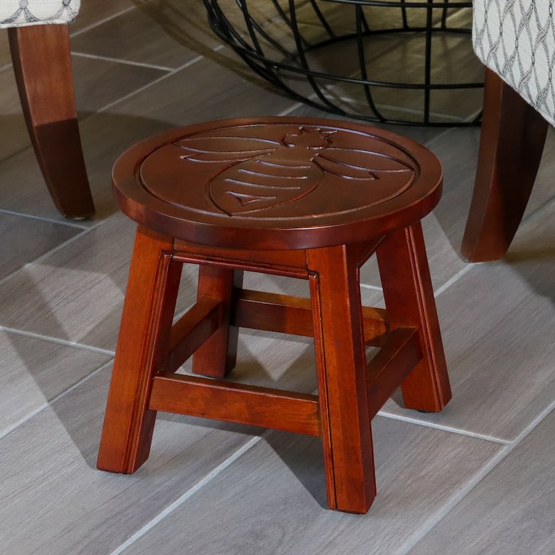 DTY Indoor Living Fairplay Carved Wooden Step Stool