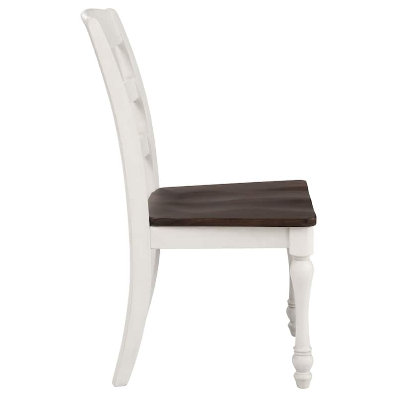 Madelyn Coastal White Wood Dining Side Chair (Set of 2)
