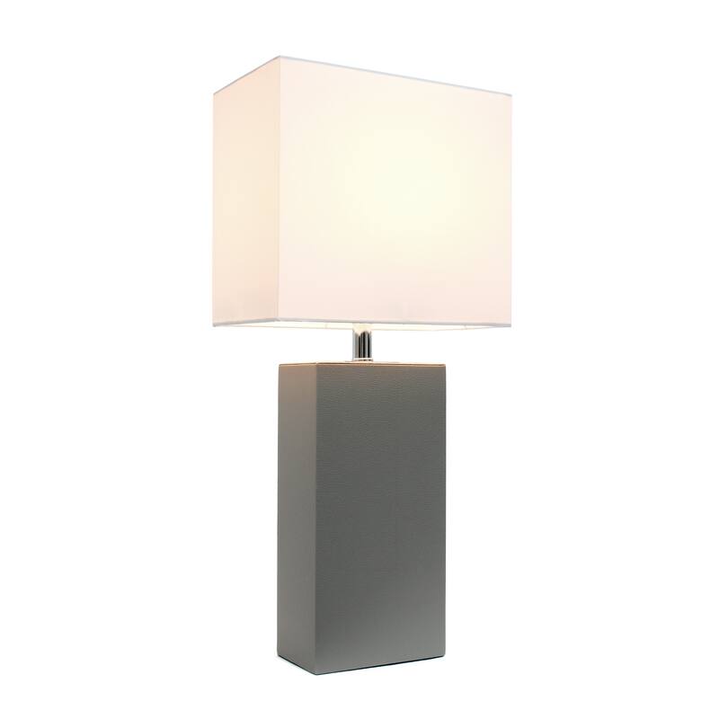 21 in. Gray Finish Table Lamp with White Shade, Sturdy Table Lamp for Living Rooms and Bedrooms