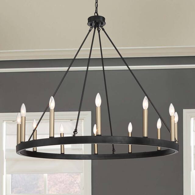 The Gray Barn Highclere 12-light Wagon Wheel Chandelier - 40"x40"x35.93"