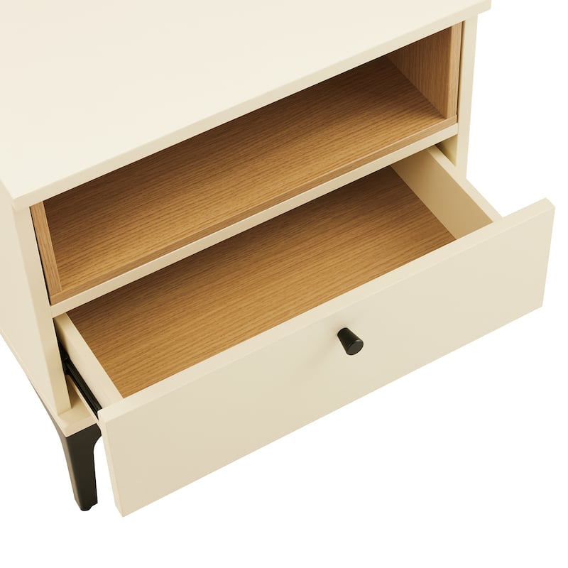 Manhattan Comfort Modern Amara 1 Drawer Metal Leg Nightstand Set of 2