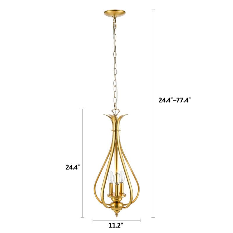 3-Light Dimmable Geometric Teardrop Pendant Chandelier