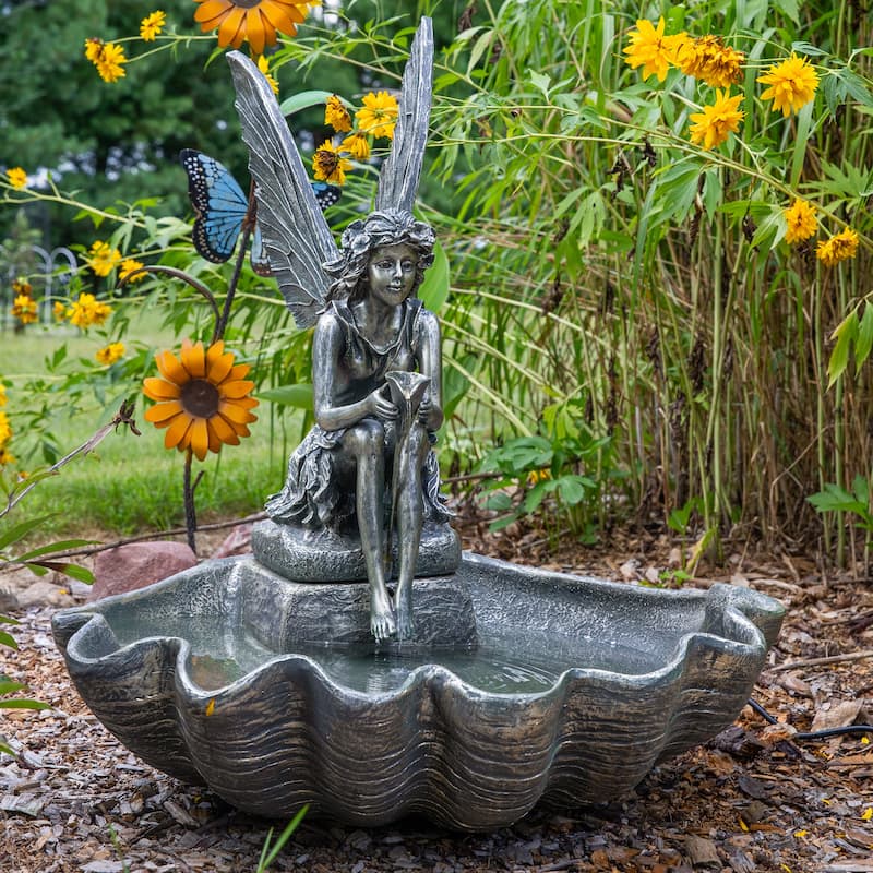 Fairy Shell Outdoor Water Fountain Garden & Backyard Feature - 30"