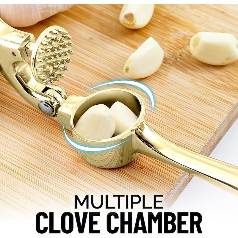 Zulay Kitchen Garlic Press with Ergonomic Soft Easy Squeeze Handle