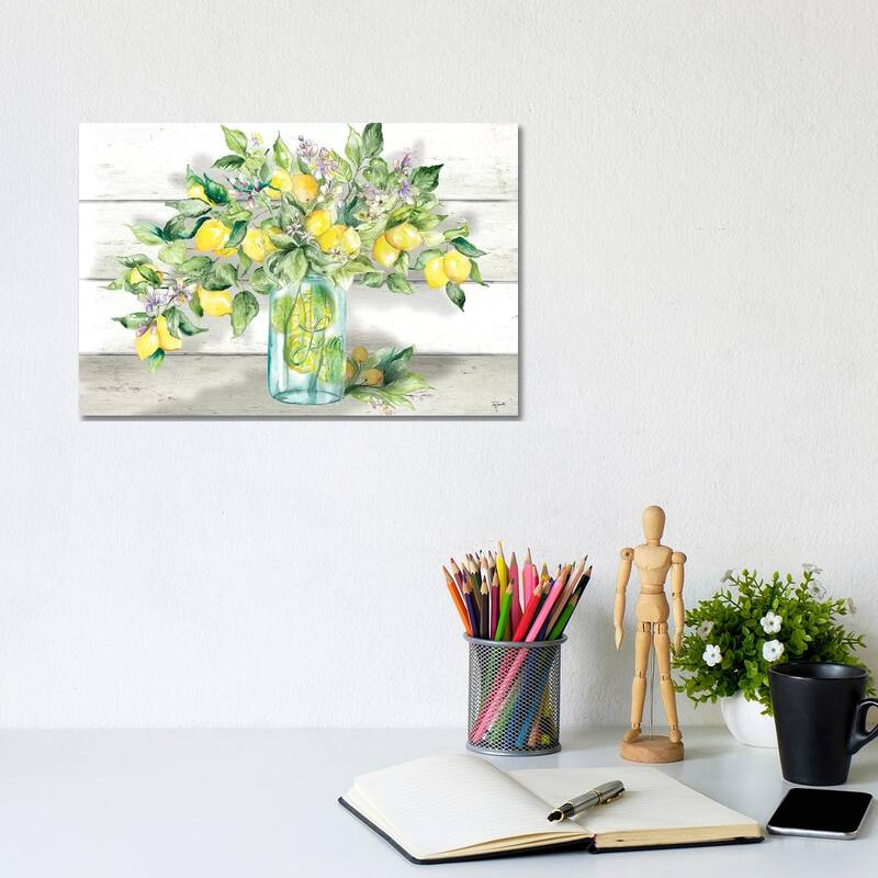 iCanvas "Watercolor Lemons in Mason Jar Landscape" by Tre Sorelle Studios Canvas Print - 8x12x0.75