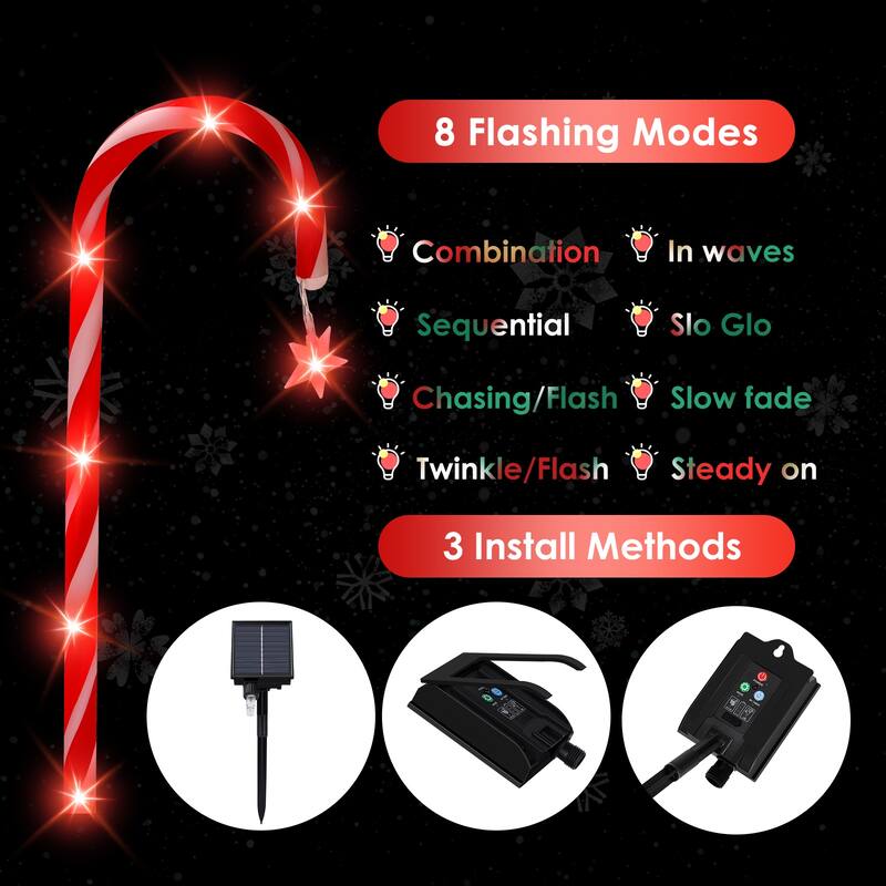 Set of 10 Christmas Candy Canes Lights Indoor Outdoor