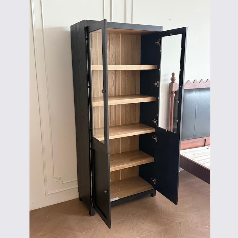 74.5"Tall Display Cabinet with Glass Doors, Modern Style China Cabinet, Curio Cabinet for Collectibles Figures Trophies