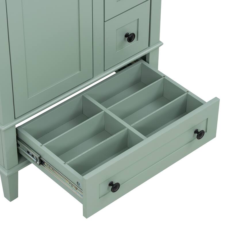 24 Inch Single Sink Bathroom Vanity, Integrated Ceramic Basin Bathroom Storage Cabinet