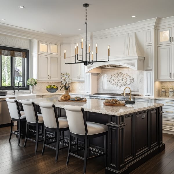 Modern 8-Light Black Brass Minimalist...