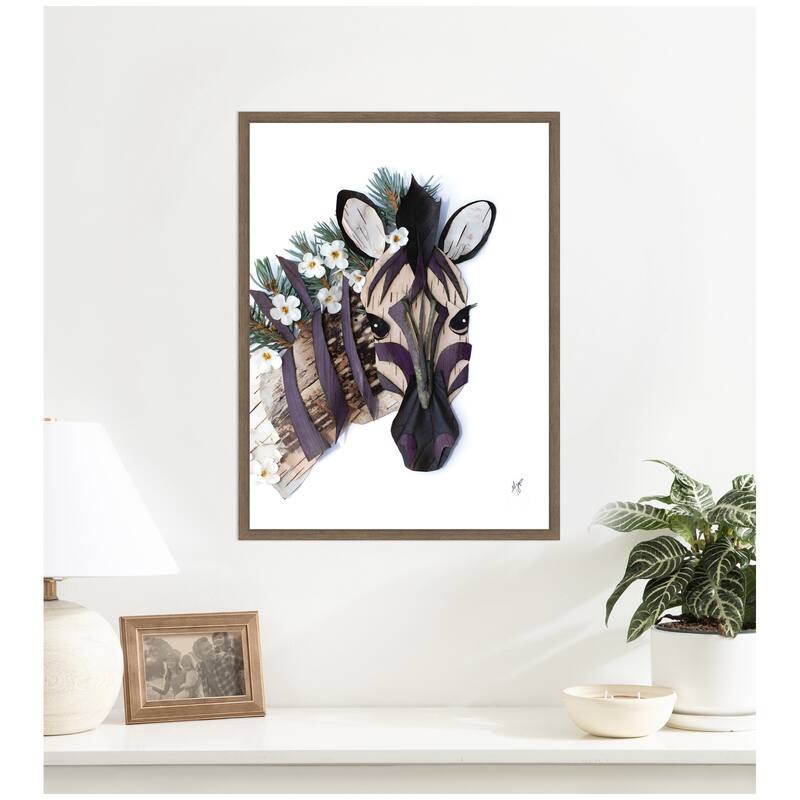 Kate and Laurel Zebra by Madeline Jeppesen Framed Canvas Wall Art Print