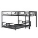 preview thumbnail 6 of 26, L-Shaped Metal Bunk Bed with Ladder and Guardrails, Twin Over Full Size Heavy Duty Bunk Bedframe with Slats Support